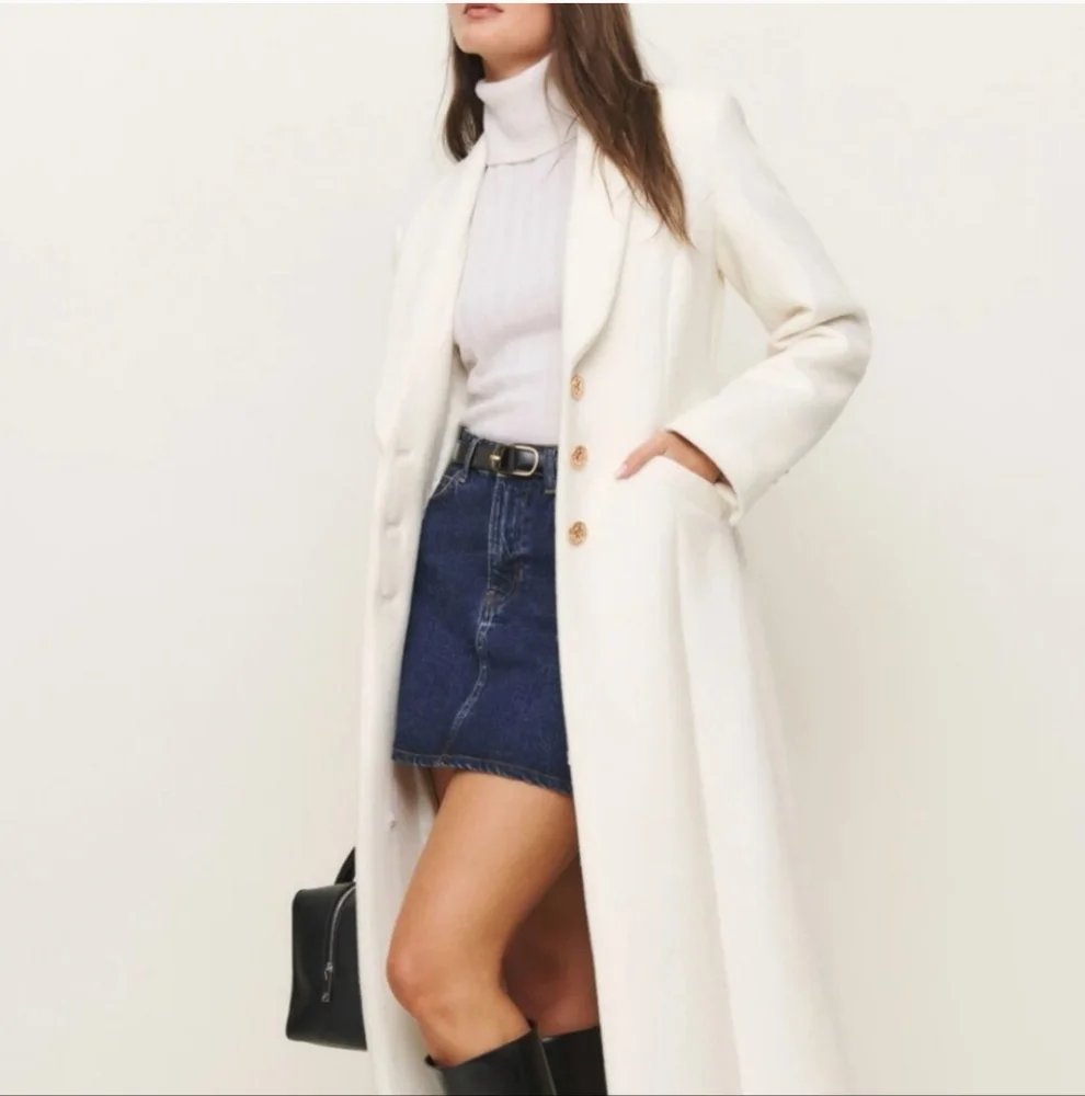 New Reformation Eden Nipped Waist Coat White - Picture 2 of 10